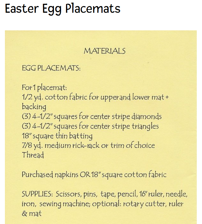 Easter Egg Placemats - Pattern by Vickie Clontz for Annie's Keepsakes