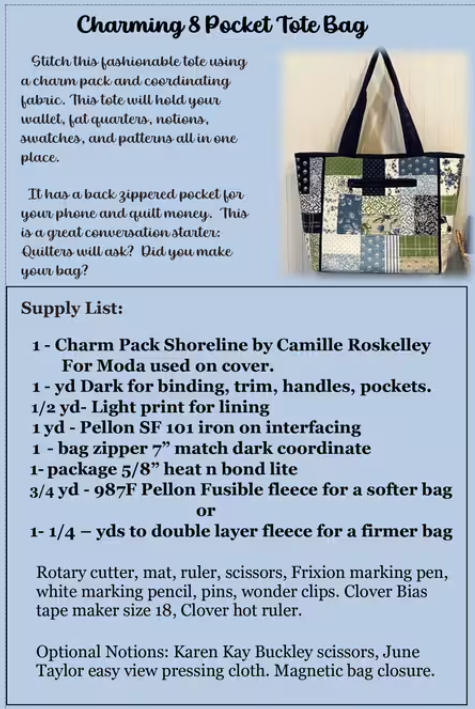 Charming 8 Pocket Tote Bag by J. Minnis Designs