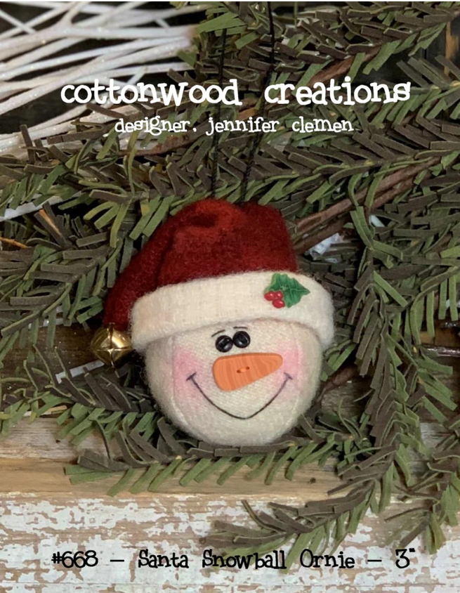 Santa Snowball Ornament by Cottonwood Creations