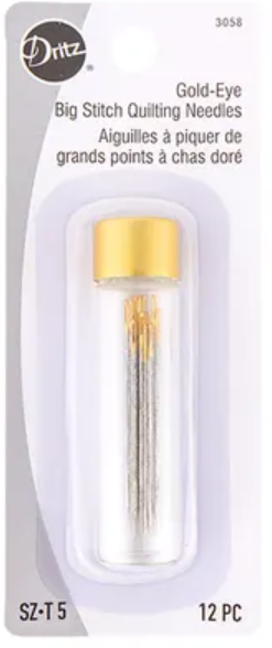 Dritz - Gold-Eye Big Stitch Quilting Needles - Size 5 - Pkg of 12