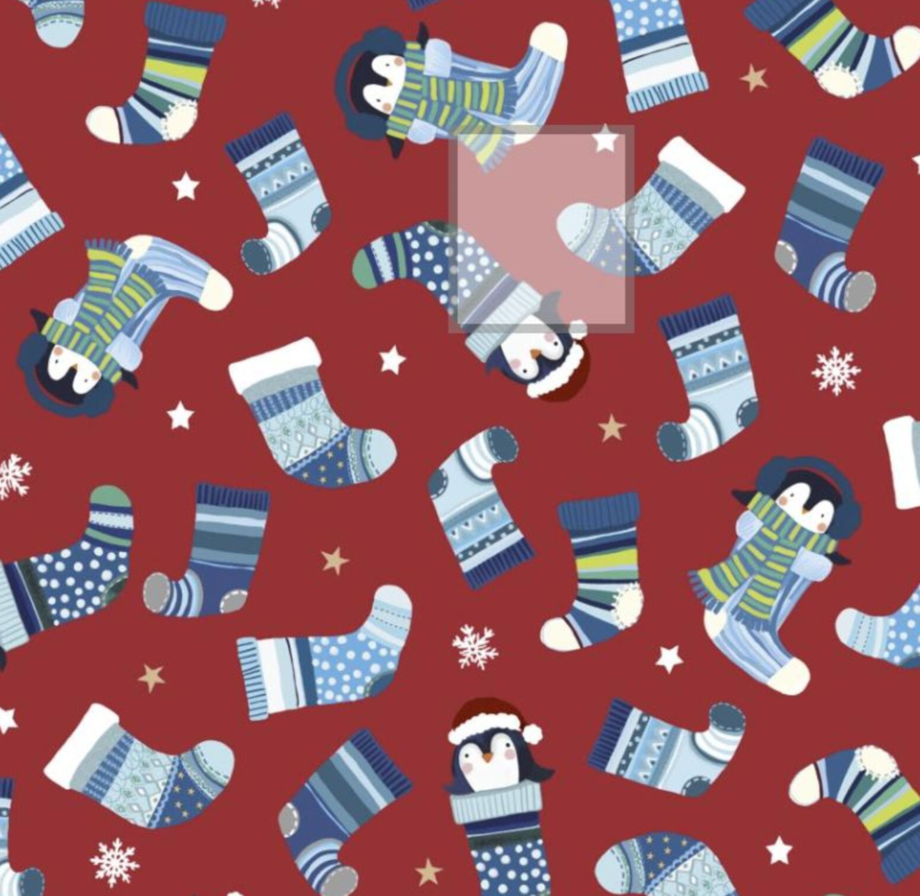 Winter Waddles - Tossed Stockings Red 05427 by P&B Textiles