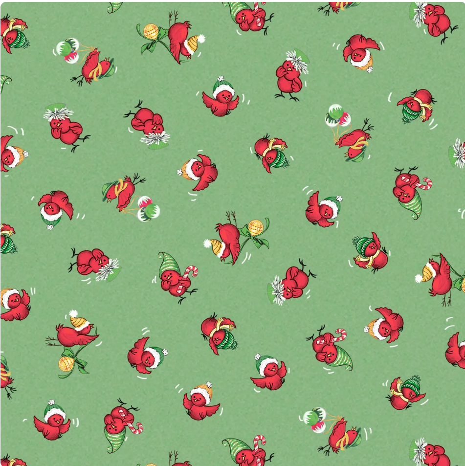 Merry Melody - Singing Birds Green 05434 by P&B Textiles