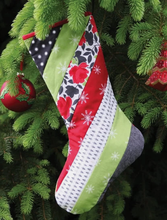 Quilt as You Go - Stripes Stocking by June Taylor