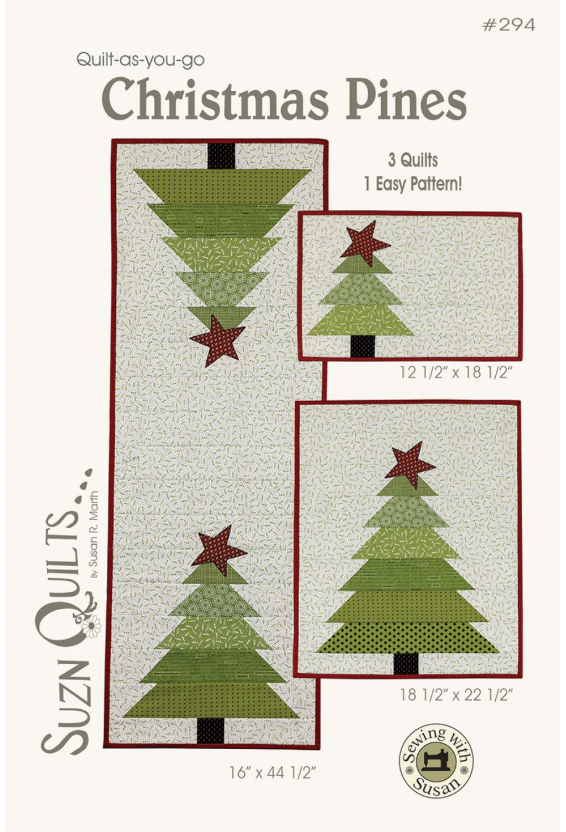 Christmas Pines Runner and Placemats Quilt-as-You-Go Pattern by Suzn Quilts