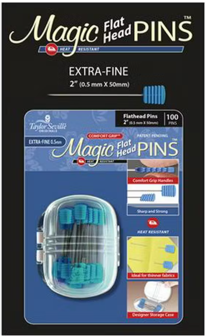 Magic Pins - Flathead Pins - 2" Extra-Fine 0.5 Pkg of 100 in a Storage Case