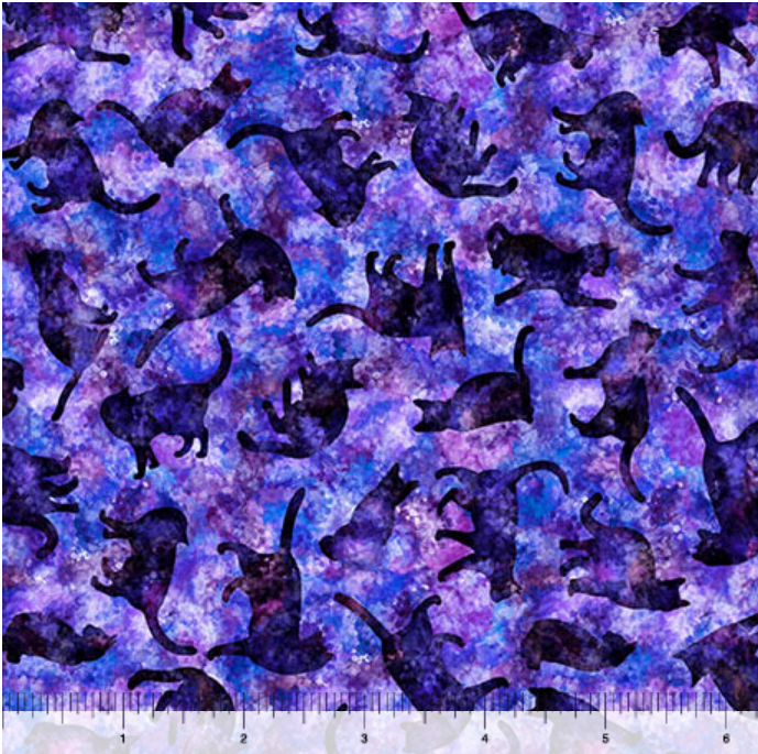 Feline Fantasia - Cat Silhouettes Purple 2600-31371-V by QT Fabrics