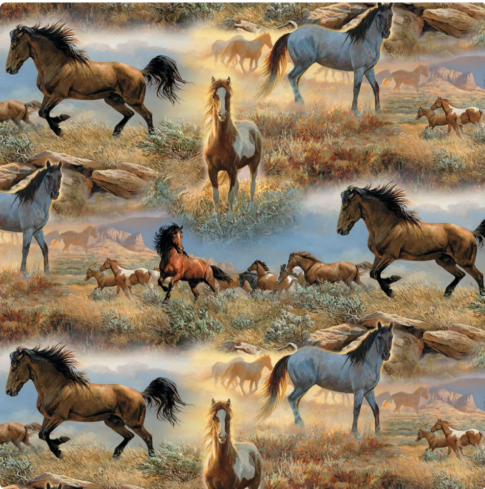Horse in the Prairie - WW-3060-6C Multi by David Textiles