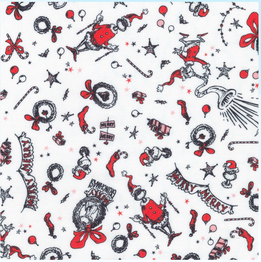 How the Grinch Stole Christmas - Black/Red Toss ADED-22568-478 by Dr. Seuss Enterprises for Robert Kaufman