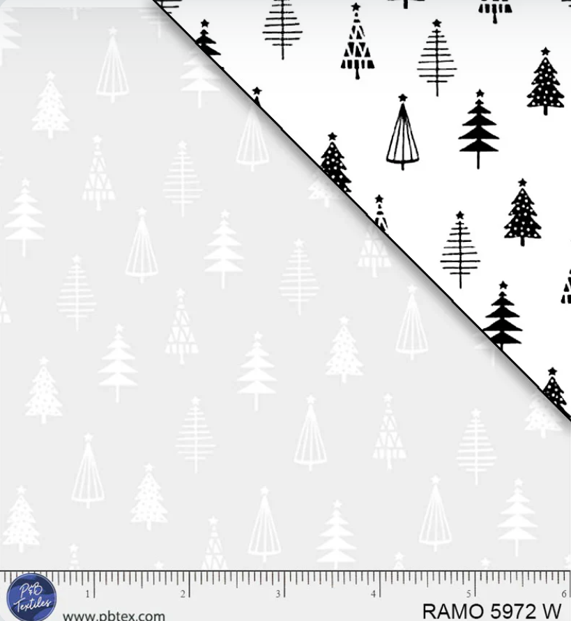 Ramblings for Every Occasion - White on White Christmas Tree Forest RAMO 05972 by P & B Textiles