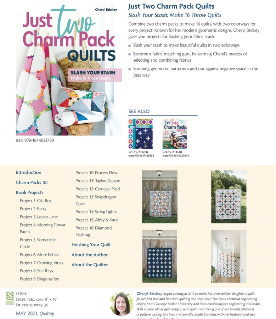 Just Two Charm Pack Quilts Slash Your Stash by Cheryl Brickey