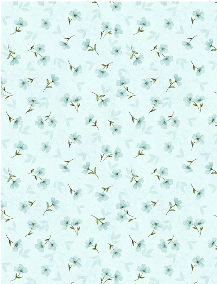Gentle Meadow - Lt Blue & Blue Floral 32115 447 by Wilmington Prints