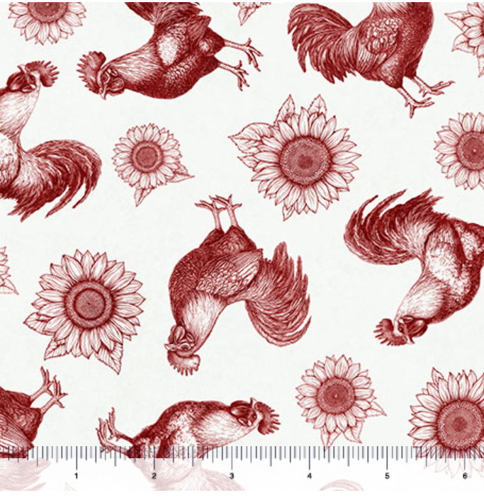 Rule the Roost - Roosters and Sunflowers Brick 2600-31501-R by QT Fabrics
