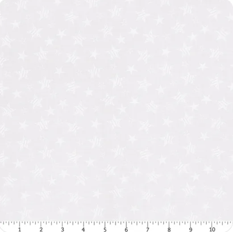 Strength & Honor - Patriotic Stars White on White 39208-100 by Wilmington Prints