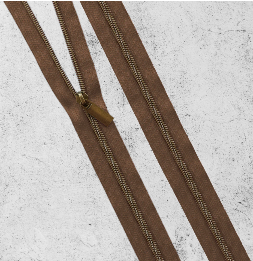Sallie Tomato - 3 Yard Zipper - Brown Tape & Gunmetal Coil #3