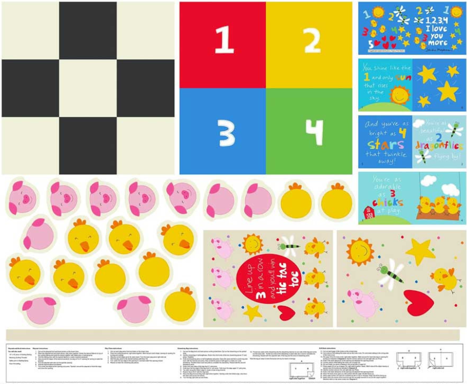 Huggable & Loveable - Tick Tack Toe Fabric Book 8839BP by Studio E (TTT)