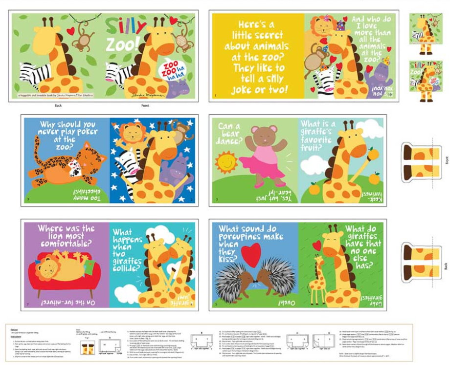 Huggable & Loveable - Silly Zoo Fabric Book 8835BP by Studio E (ZOO)