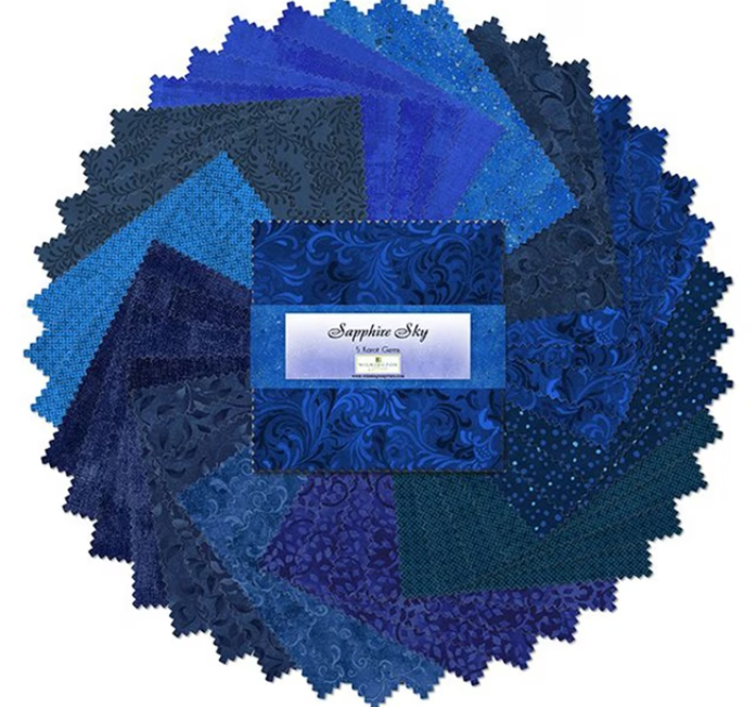 Sapphire Sky - 5 Karat Gems - 5" Squares Pk of 42 507-5-507 by Wilmington Prints