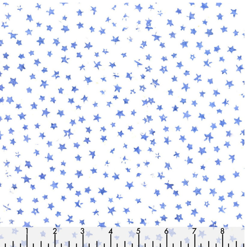Tonga Batiks - Blue Rounded Stars on White B7842 by Timeless Treasures