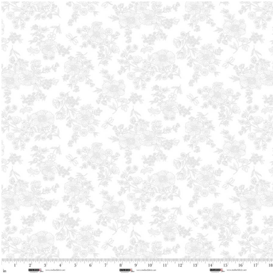 White on White - Best of Cream & Sugar - Delicate Floral 8933-01W by Studio E Fabrics