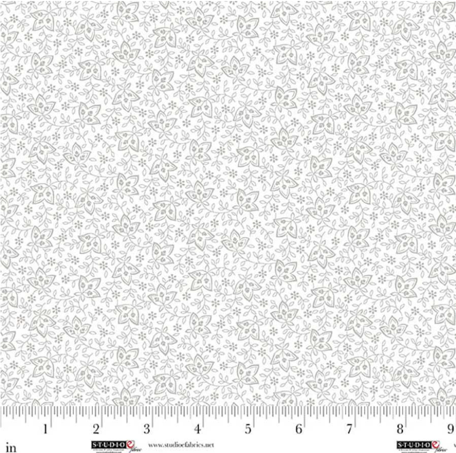 White on White - Best of Cream & Sugar - Stylized Tulip 8918-01W by Studio E Fabrics