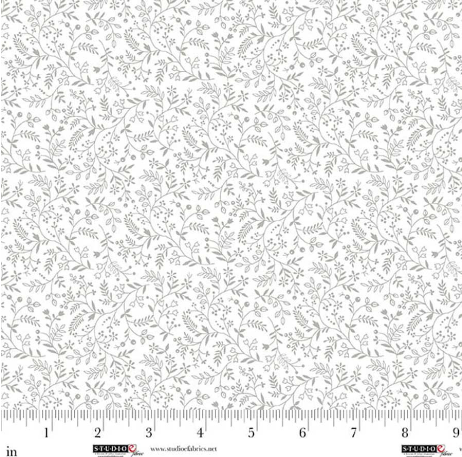 White on White - Best of Cream & Sugar - Mini Vines & Berries 8919-01W by Studio E Fabrics