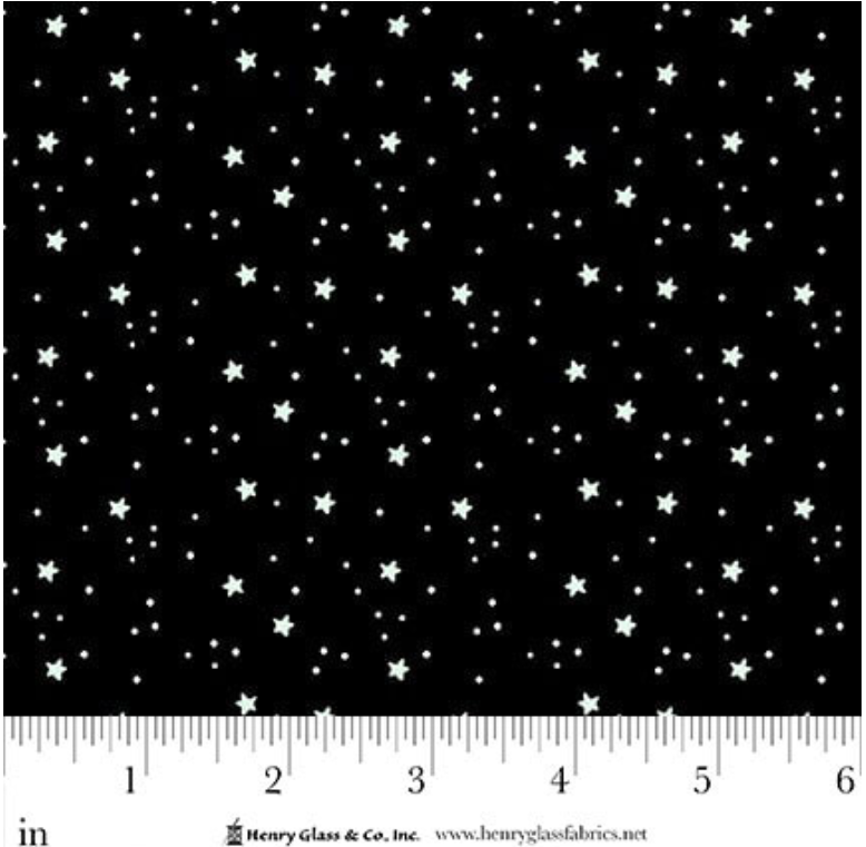 After Life Party - Glow White Stars on Black 1959G 90 by Henry Glass & Co.