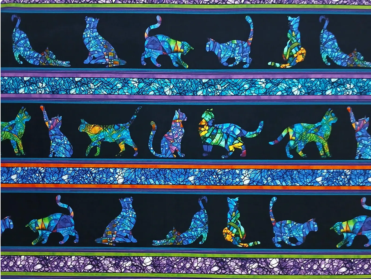 Cat Artistry - Stripe Black/Multi 16733-12 by Benartex
