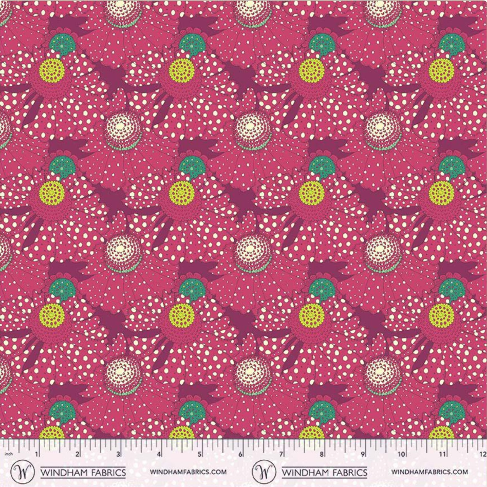 Sunshine - Polka Flower in Plum 54975D-3 by Sally Kelly for Windham Fabrics