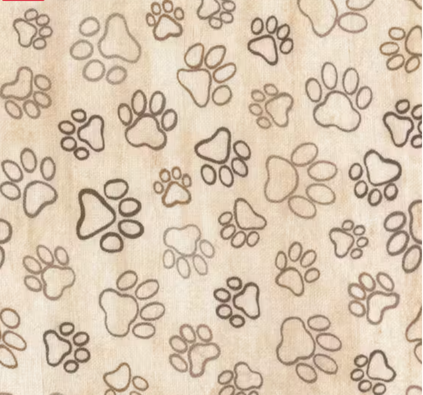 I Love My Dog - Dog Paws Natural CD8556 by Timeless Treasures