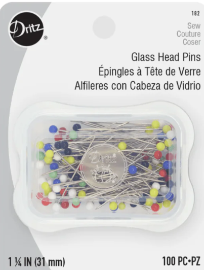 Dritz - Glass Head Pins 1 1/4" Pkg of 100