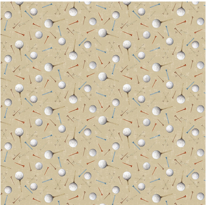 Tee Time - Golf Balls & Tees Toss Dark Butter Y4785-60 by Clothworks