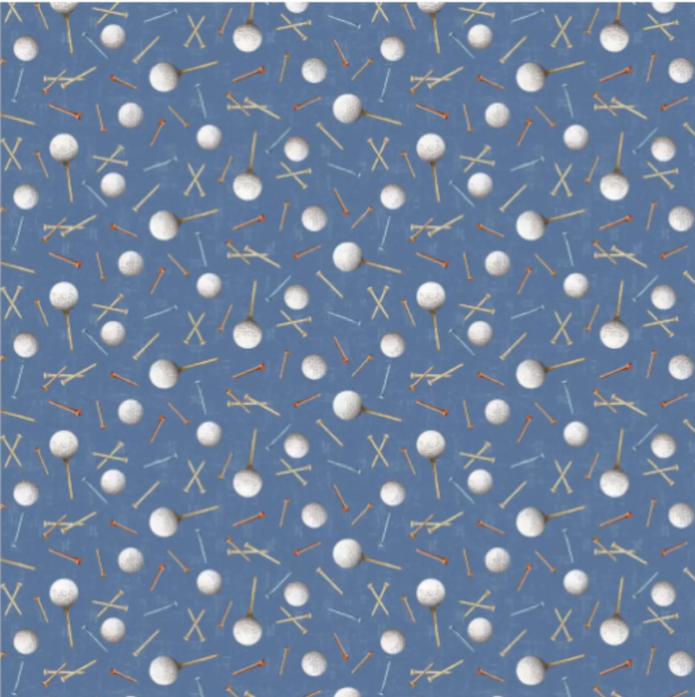 Tee Time - Golf Balls & Tees Toss Denim Y4785-88 by Clothworks