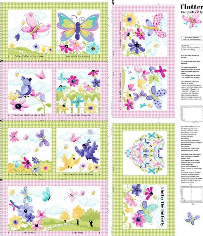 Suzybee Flutter the Butterfly 36 Inch Storybook Fabric Panel by Clothworks