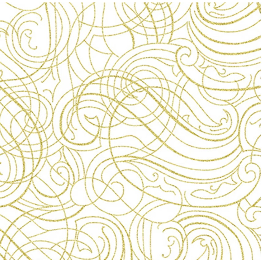 Christmas Wish - Swirls White-Gold Y7824-3G by Hoffman Fabrics