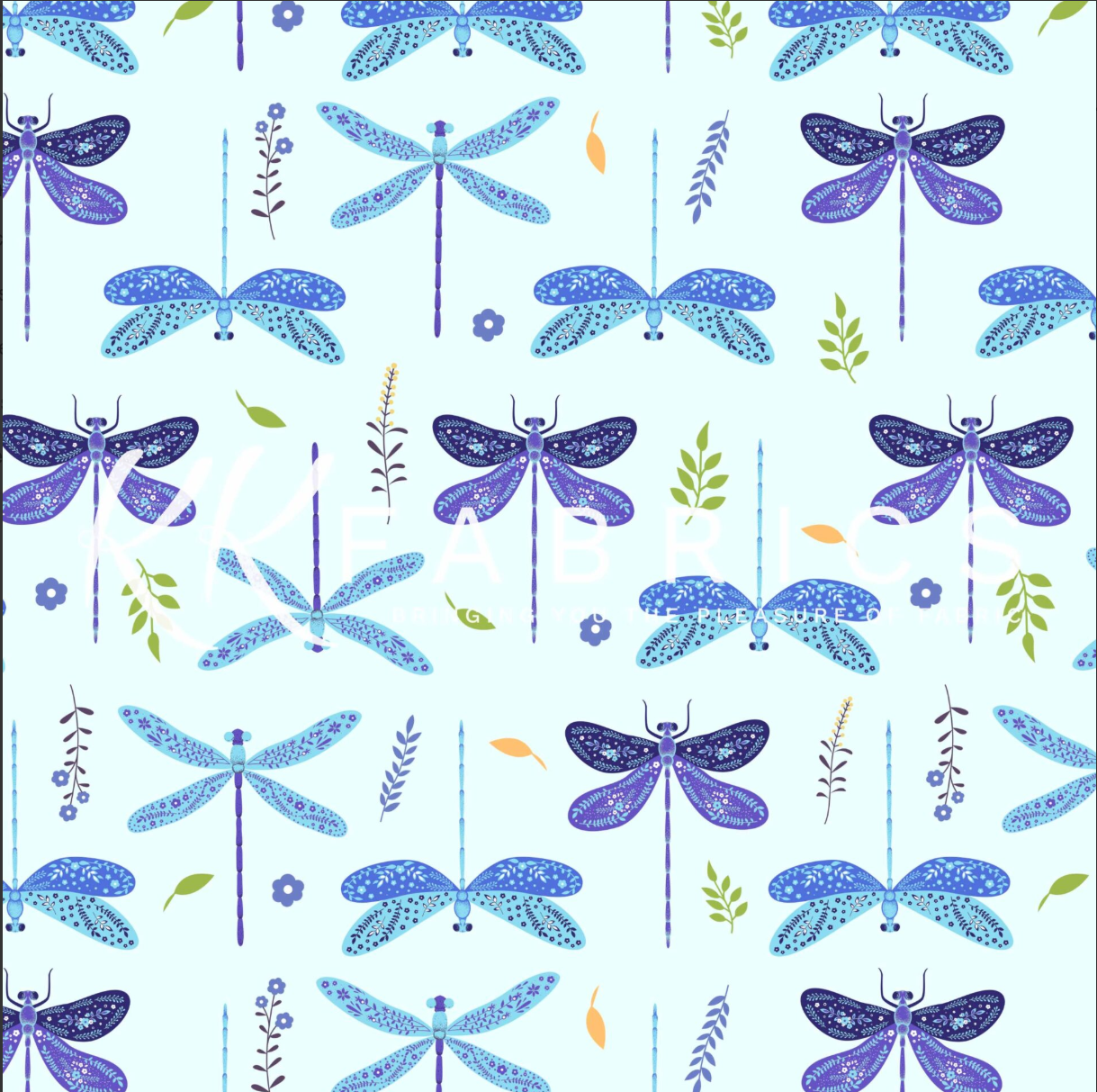 Twiglight Wings - Florals Blue Violet Twilight Wings 5075-10 by Melvale Design Studio for KK Fabrics