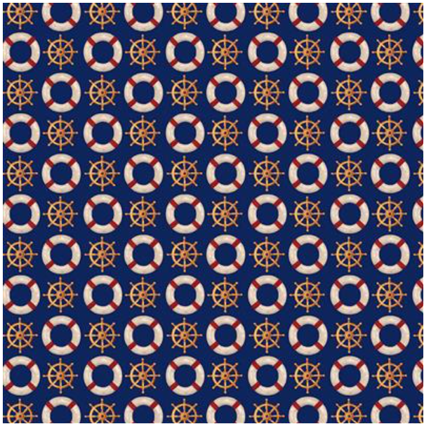 Ship Wheel & Life Preserver - Sea Navy CD3764 by Dear Stella
