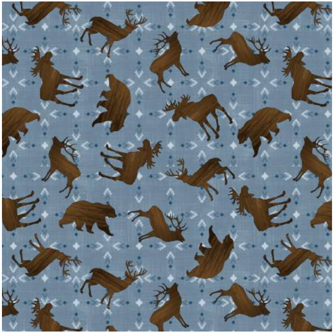 Timberland Trails - Dark Gray Animal Toss 45603-424 by Wilmington Prints