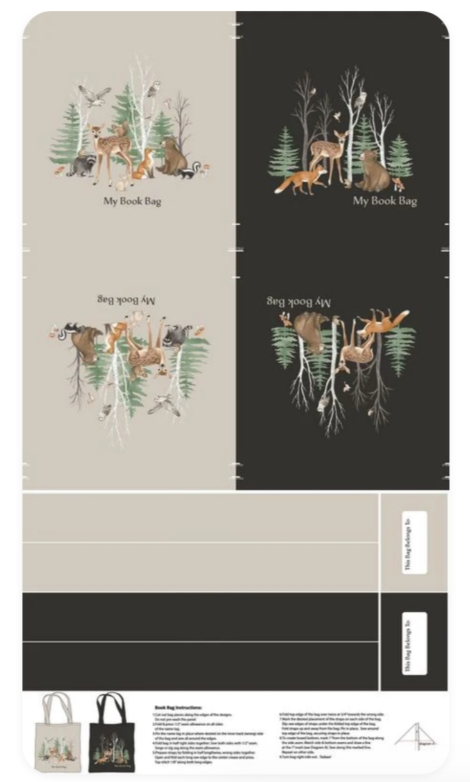 Tanglewood - My Book Bag Panel in Canvas by Northcott