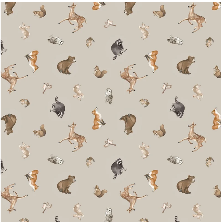 Tanglewood - Tossed Animals Med Gray Multi 29283-93 by Northcott