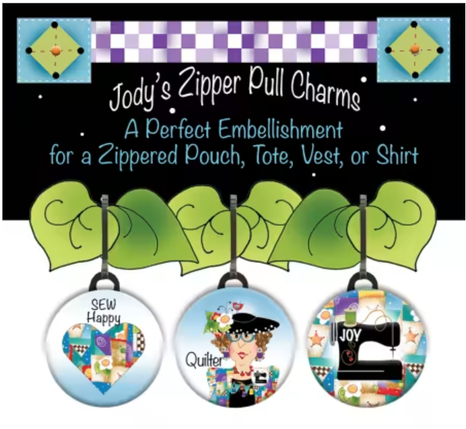 Jody's Zipper Pull Charms - Pkg of 3 Joy, Quilter, Sew Happy