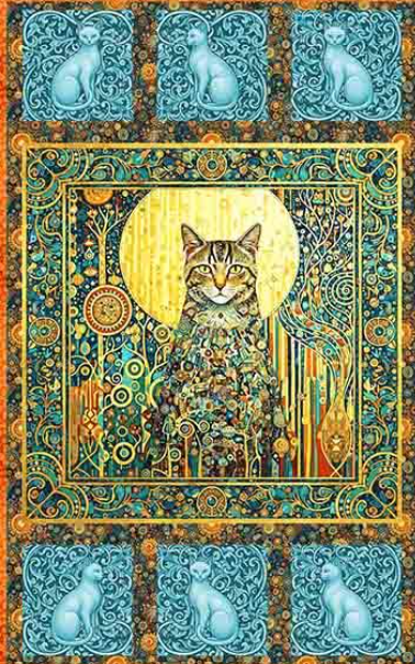 Klimty Cats Panel by Patrick Lose for Northcott (174)