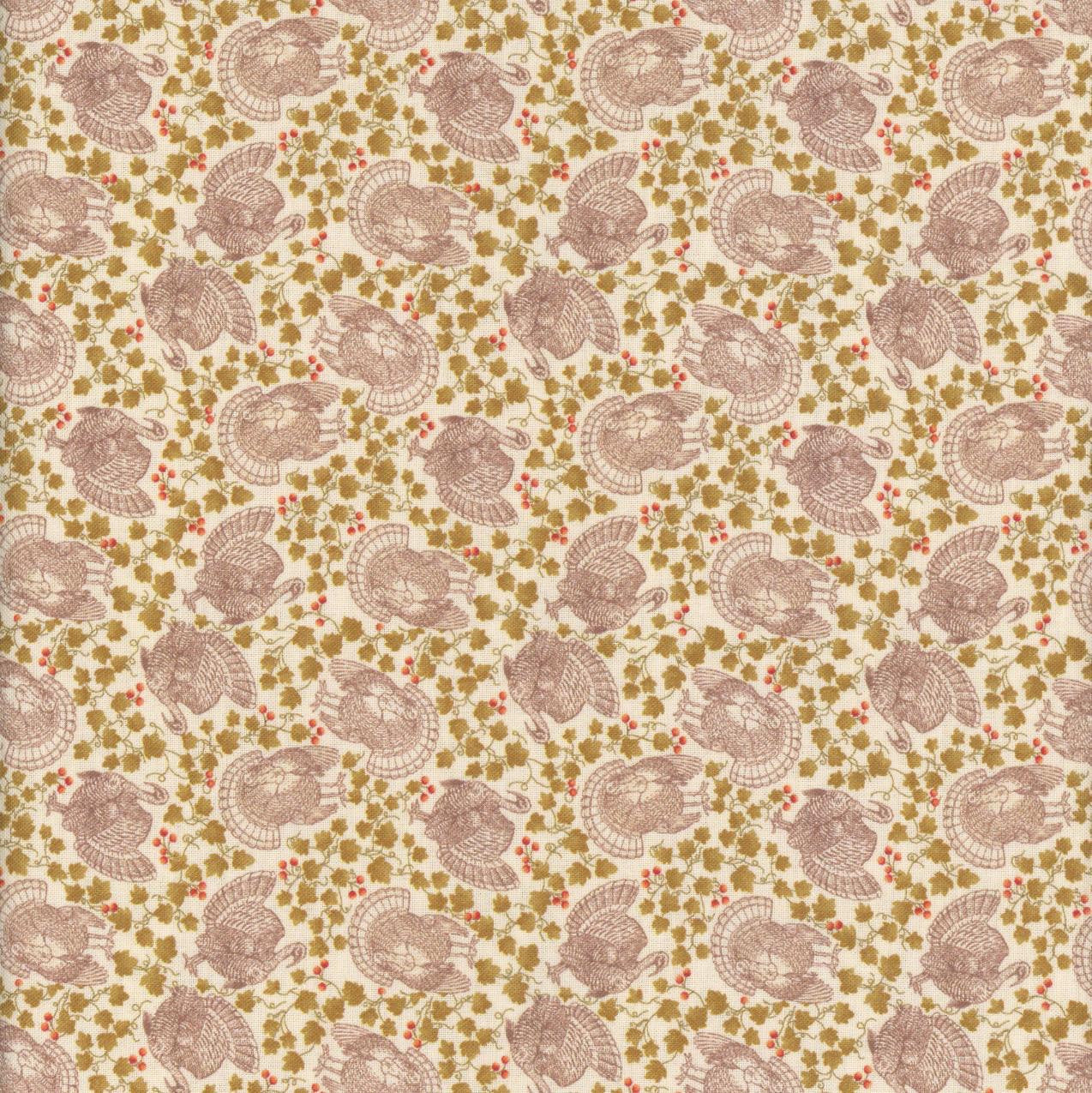 Turkey and Leaves - Harvest Cream CD3521 by Timeless Treasures
