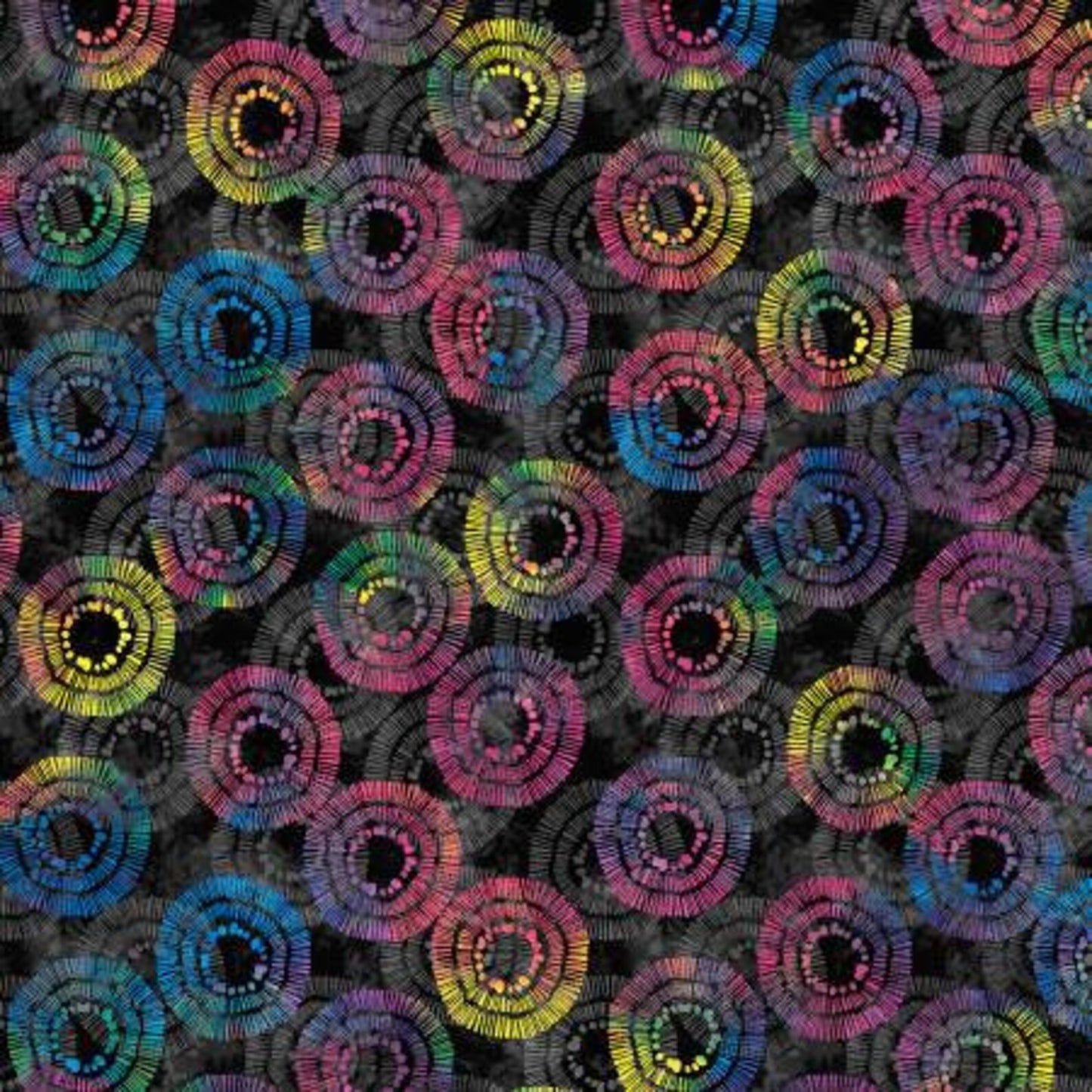 108" Black Circle Burst by Wilmington Prints