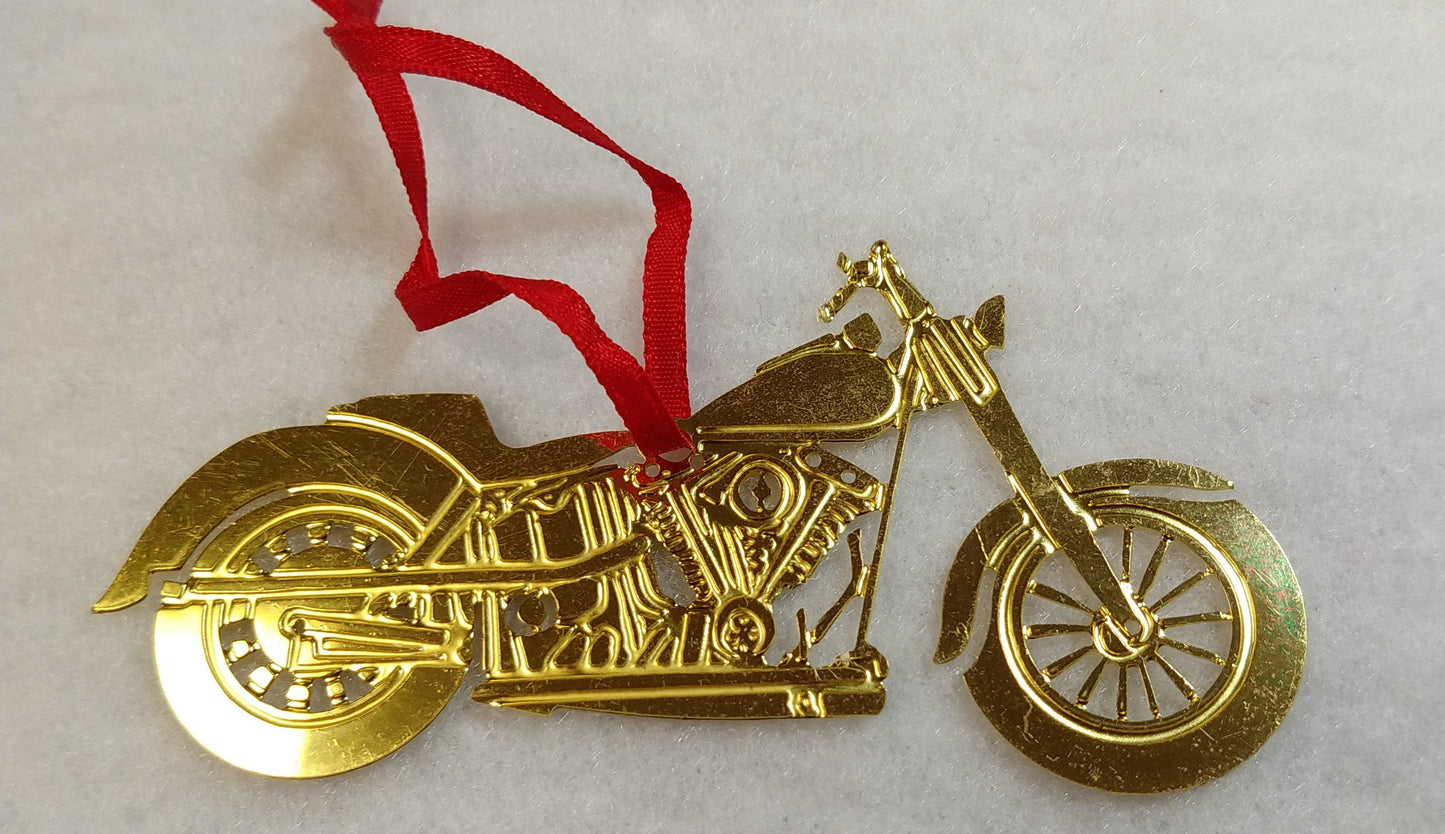 Motorcycle Brass Christmas Ornament
