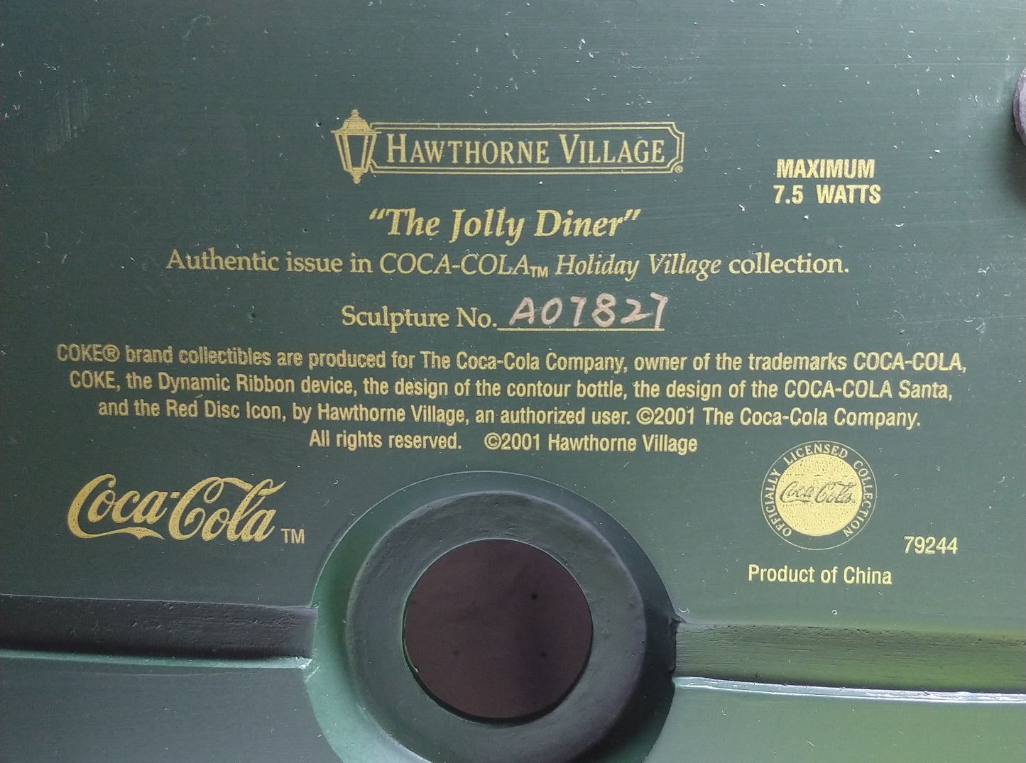 Coca Cola Hawthorne Village 2001 Jolly Diner #79244