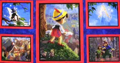 Pinocchio Wish Upon A Star Thomas Kinkade Cotton Quilting Fabric Panel