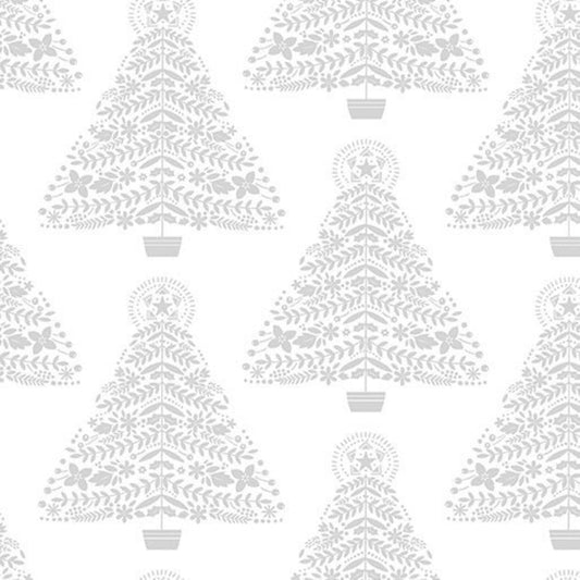 White on White - Holiday Trees by Benartex