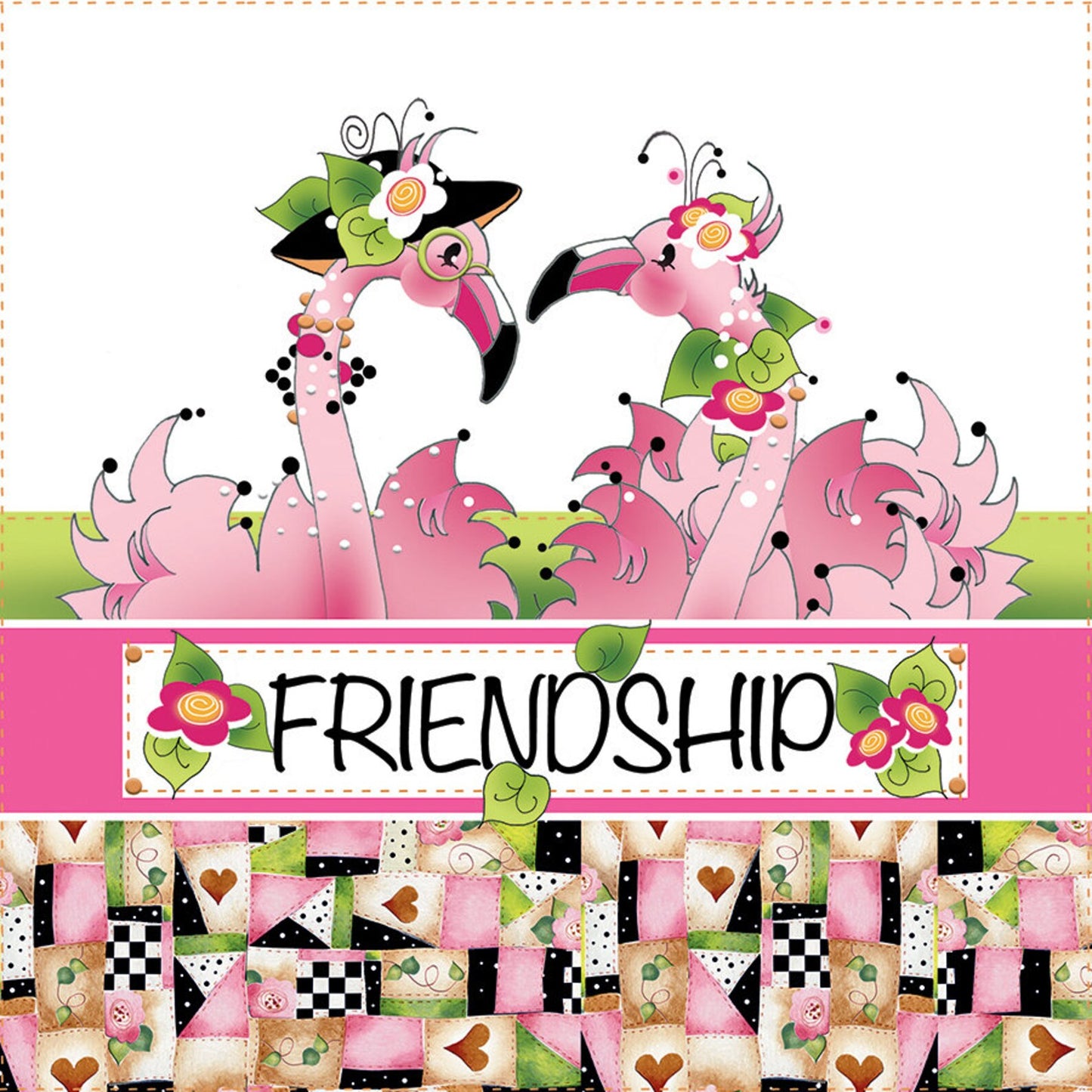 Fabric Art Panel - Fancy Flamingos AP684 by Jody Houghton Designs
