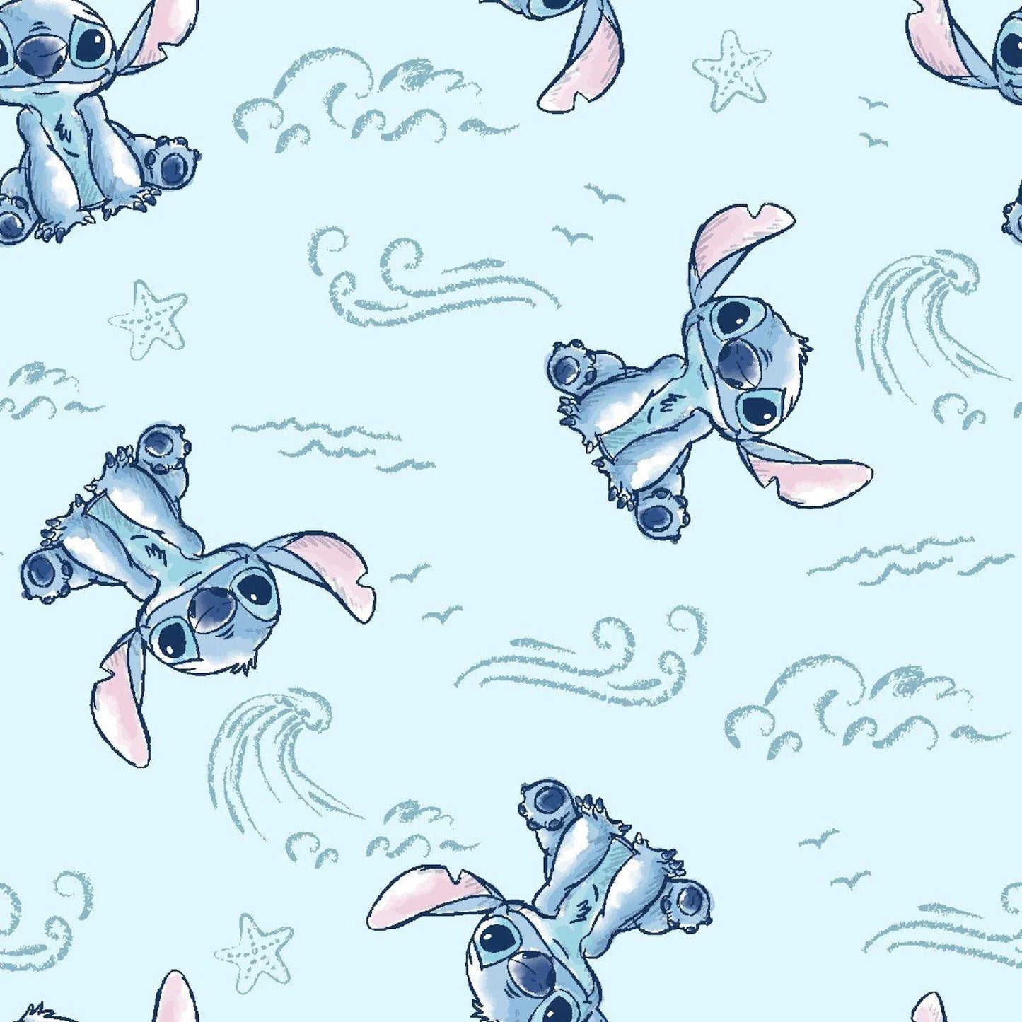 Lilo & Stitch - Stitch Sketch Wave on Blue - Disney Licensed Character 79741 for Springs Creative
