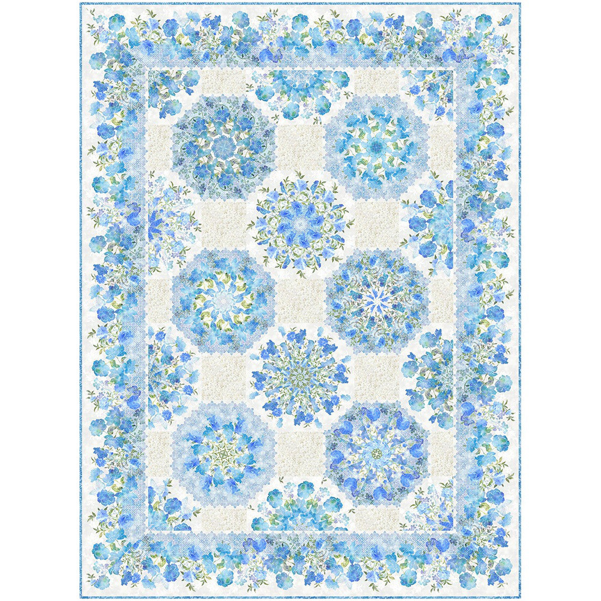 Ethereal Kaleidoscope Quilt Kit - Blue by Jason Yenter